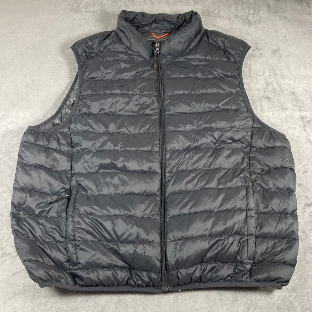 Hawke & Co Sport Mens XL Black Puffer Vest Down Fill Full Zip Performance